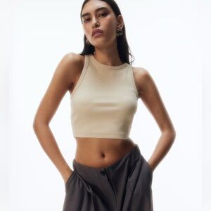 Zara crop top tan beige size med tank top